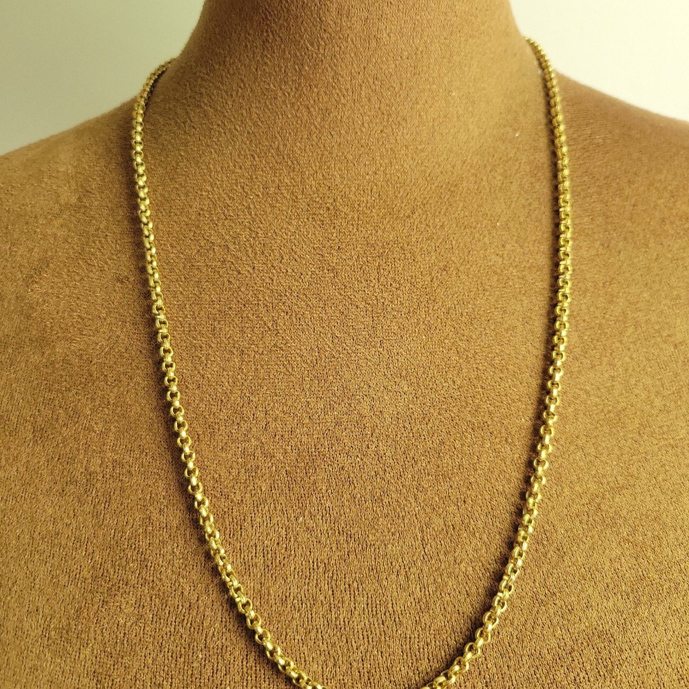 Whiting Davis Gold Tone Rolo Link Chain Necklace 24" Designer